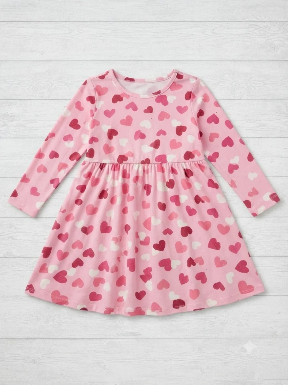 The Children's Place Pink Heart-Print Long Sleeve Dress